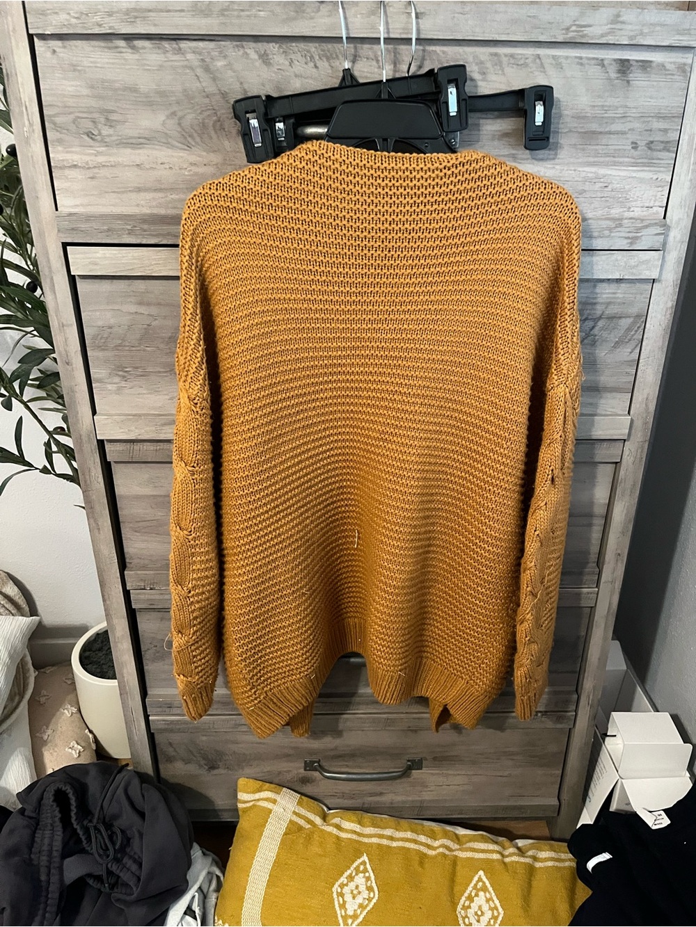 Amazon Chunky Open-Front Cardigan Sweater - Mustard Yellow - Picture 2 of 4